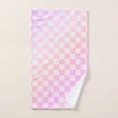 Retro Checkerboard Perzik Fuzz Roze Verloop Bad Handdoek (Handdoek)