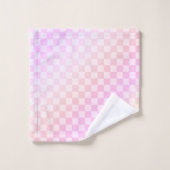 Retro Checkerboard Perzik Fuzz Roze Verloop Bad Handdoek (Wasdoekje)