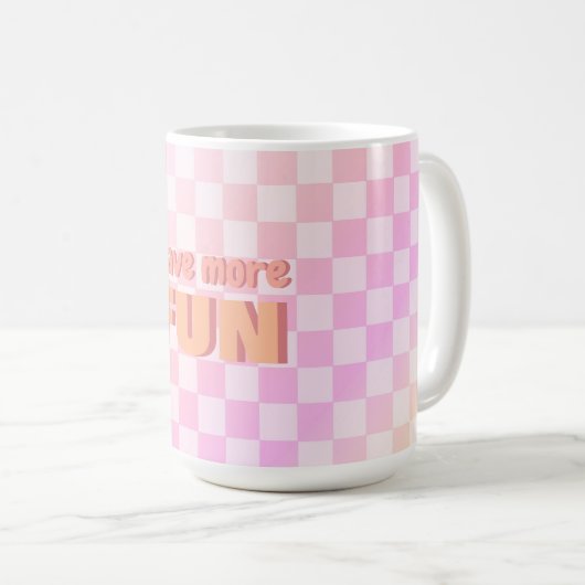 Retro Checkerboard Perzik Fuzz Roze Verloop Koffiemok (Voorkant rechts)
