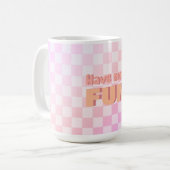 Retro Checkerboard Perzik Fuzz Roze Verloop Koffiemok (Voorkant links)