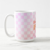 Retro Checkerboard Perzik Fuzz Roze Verloop Koffiemok (Links)