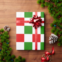 Retro Checkerboard Red en Green Kerstmis