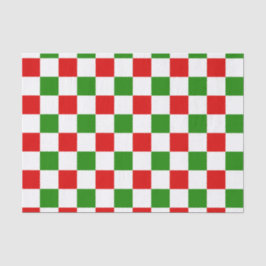 Retro Checkerboard Red en Green Kerstmis Tissuepapier