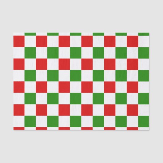 Retro Checkerboard Red en Green Kerstmis Tissuepapier (Voorkant)