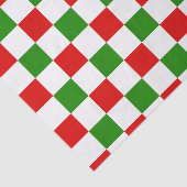 Retro Checkerboard Red en Green Kerstmis Tissuepapier (Detail)