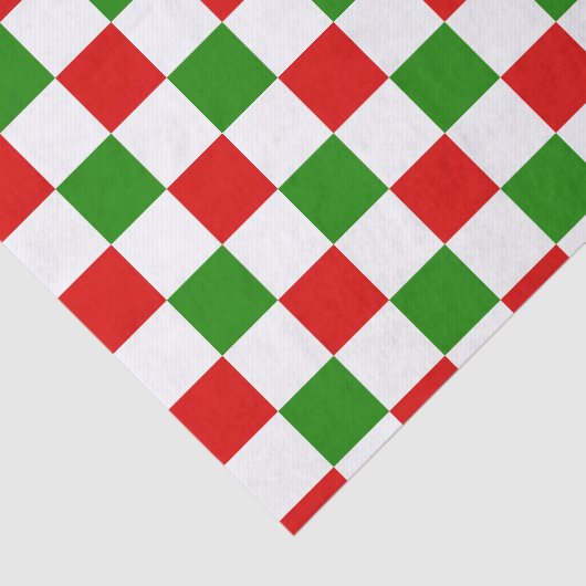 Retro Checkerboard Red en Green Kerstmis Tissuepapier (Detail)