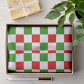 Retro Checkerboard Red en Green Kerstmis Tissuepapier (Geschenk)
