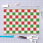 Retro Checkerboard Red en Green Kerstmis Tissuepapier (Craft)