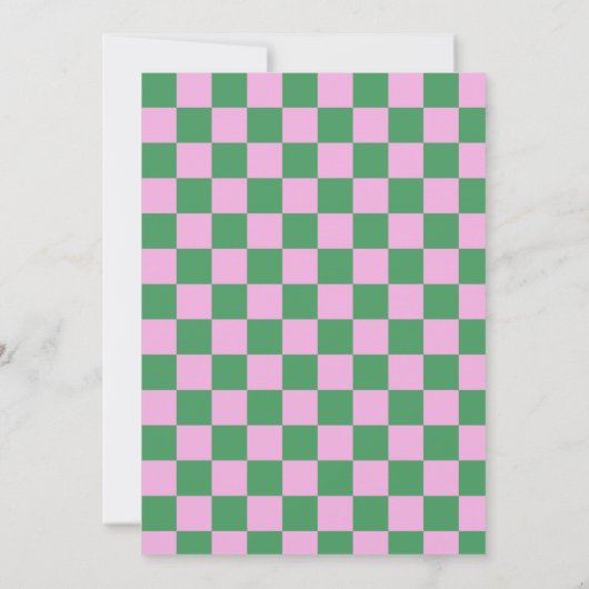 Retro Checkerboard roze Green 21st Birthday Party Kaart (Achterkant)