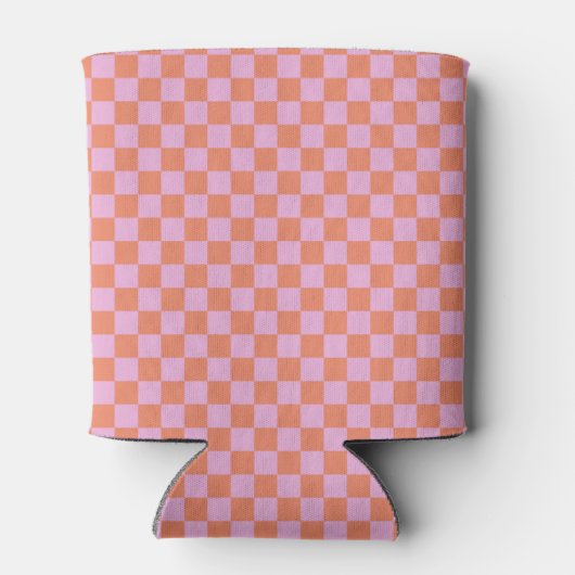 Retro Checkerboard Roze Sinaasappel Aangepaste Ver Blikjeskoeler (Achterkant)