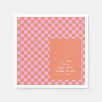 Retro Checkerboard Roze Sinaasappel Aangepaste Ver