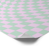 Retro Checkerboard Sage Green Paars Check Patroon Poster (Hoek)