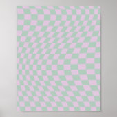 Retro Checkerboard Sage Green Paars Check Patroon Poster (Voorkant)