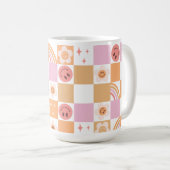 Retro Checkerboard Smile Face 60s Pattern-Mok Koffiemok (Voorkant rechts)