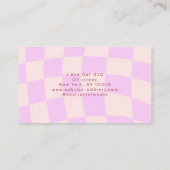 Retro Checkerboard Swirl Roze kapper Visitekaartje (Achterkant)