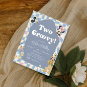 Retro checkerboard "Two Groovy" 2nd birthday  Kaart