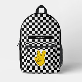 Retro Checkerboard Vredesbord Bedrukte Rugzak