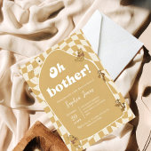 Retro Checkerboard Winnie the Pooh Baby Shower Kaart