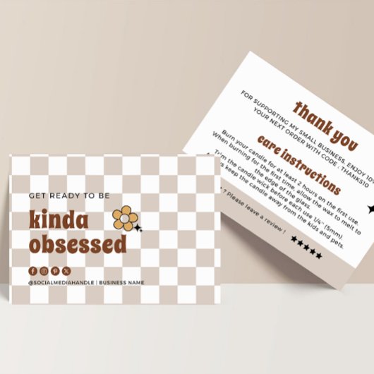 Retro Checkered Candle Care Bedankkaart
