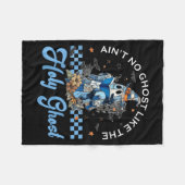 Retro Checkered Floral Denim Ghost Black Cat Witch Fleece Deken (Voorkant (Horizontaal))