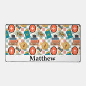 Retro Checkered gepersonaliseerde vakantiereizen Bureaumat (Voorkant)