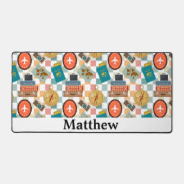 Retro Checkered gepersonaliseerde vakantiereizen Bureaumat
