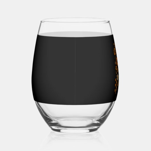 Retro Checkered Halloween Raccoon Wijnglas Zonder Voet (Rechts)