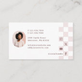 Retro Checkered Pattern Beauty Professional Photo  Visitekaartje (Achterkant)
