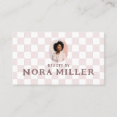 Retro Checkered Pattern Beauty Professional Photo  Visitekaartje (Voorkant)