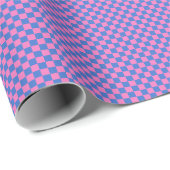 Retro Checkered Pattern Bright Bold Pink and Blue Cadeaupapier (Rol Hoek)