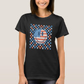 Retro Checkered Pattern Smile Face American Flag M T-shirt (Voorkant)