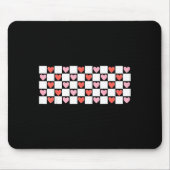 Retro Checkered Red And Nk Hearts Valentines Day  Muismat (Voorkant)