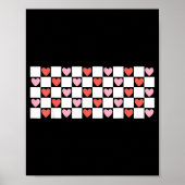 Retro Checkered Red And Nk Hearts Valentines Day Poster (Voorkant)