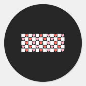Retro Checkered Red And Nk Hearts Valentines Day Ronde Sticker (Voorkant)