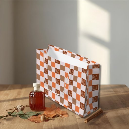 Retro Checkered Turkey Gift Bag Groot Cadeauzakje