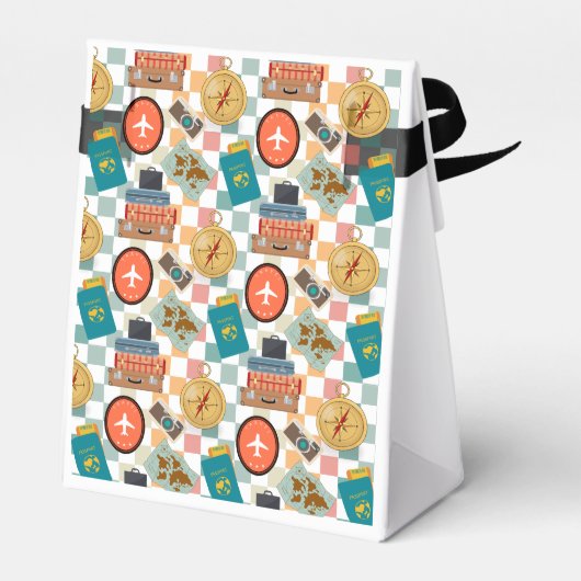 Retro Checkered Vakantie thema's Bedankdoosjes (Achterkant)