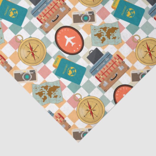 Retro Checkered Vakantie thema's Tissuepapier (Detail)