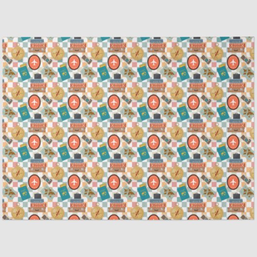 Retro Checkered Vakantie thema's Tissuepapier (Voorkant)