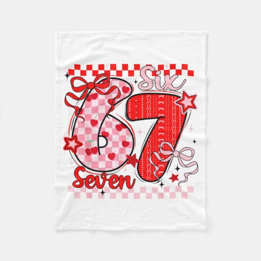 Retro Checkered Valentine Six Seven Meme 67 Viral  Fleece Deken (Voorkant)