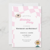 Retro Checkered verjaardagsuitnodiging Kaart (Voorkant)