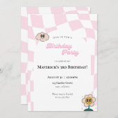 Retro Checkered verjaardagsuitnodiging Kaart (Voorkant / Achterkant)