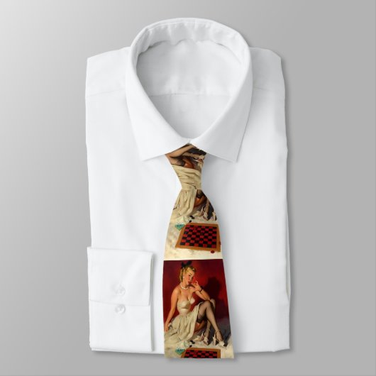 Retro Checkers doen het meisje omhoog Stropdas (Gebonden)