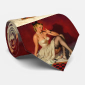  Retro Checkers doen het meisje omhoog Stropdas (Opgerold)