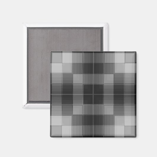 Retro Checkers - Grijs Magneet (Voorkant / Achterkant)