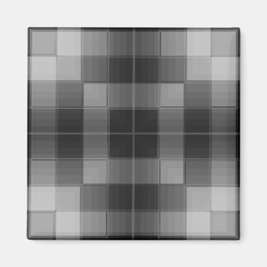 Retro Checkers - Grijs Magneet (Voorkant)