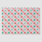 Retro Checkers kerstpatroon - rood roze groen Tissuepapier (Voorkant)