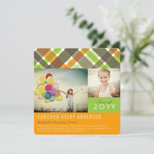 Retro checkt de moderne 2 fotograafpartij kaart (Staand voorkant)