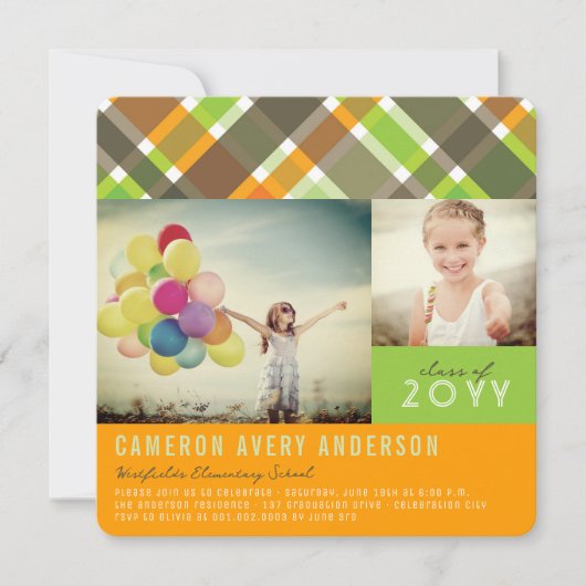 Retro checkt de moderne 2 fotograafpartij kaart (Voorkant)