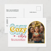 Retro Cheer Cozy Vibes Retro Kerstfoto Feestdagenkaart (Voorkant / Achterkant)