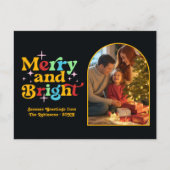 Retro Cheer Merry and Bright Retro Christmas Feestdagenkaart (Voorkant)